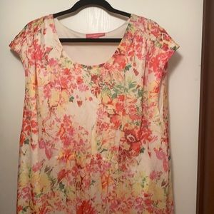 Floral handkerchief hemmed sleeveless dress